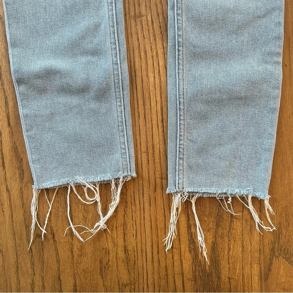 RE/DONE Jeans 90s High Rise Ankle Crop Raw Hem Button Fly Light Wash 25 - Picture 6 of 16